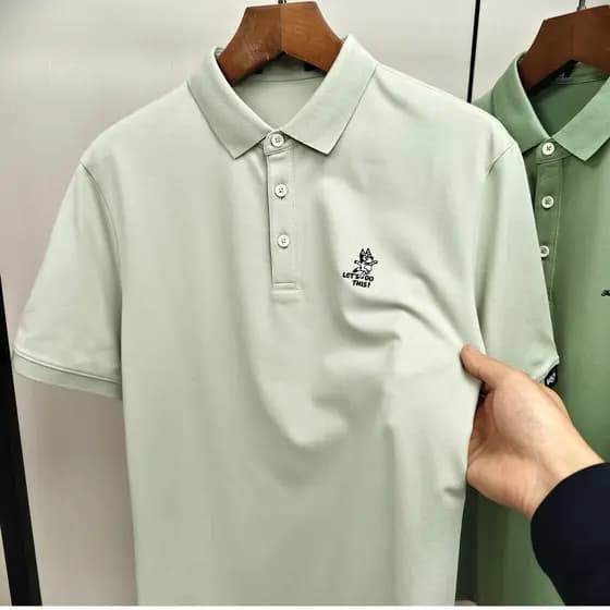 Verão novo estilo masculino de manga curta lapela camisa POLO negócios Casual respirável moda camiseta