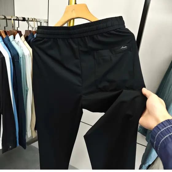 Calças masculinas pretas casuais calças masculinas rendas cintura elástica calças esportivas confortáveis calças elástic