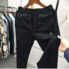 Verão fino leve respirável preto cordão calças soltas respirável calças casuais cintura elástica cordão calças esportiva