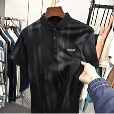 Camisa POLO de lapela masculina de manga curta camiseta verão solto Casual angustiado impresso camiseta moda na moda