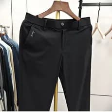 Verão fino leve respirável calças pretas masculinas soltas respirável calças casuais cintura elástica cordão calças espo