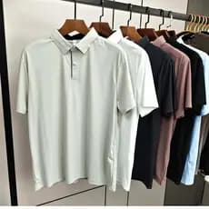 Jin Amônia Tecido Confortável Verão Masculino Lapela Camisa POLO Masculina de Manga Curta Negócios Casual Respirável All