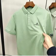 Camisa POLO de lapela fina de verão masculina de manga curta respirável Casual camiseta verde versão padrão