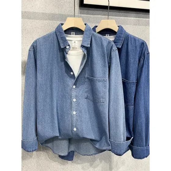2024 primavera outono camisa jeans masculina High-End coreano jaqueta Casual Retro lavado de manga comprida camisa geral