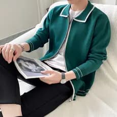 Outono inverno novo estilo High-End malha Cardigan camisola masculina com zíper jaqueta Casual versão coreana na moda la