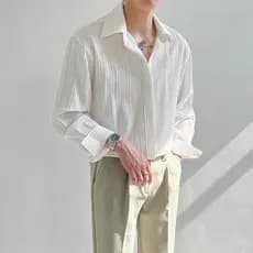 Estilo coreano requintado High-End versão coreana solta camisa de manga comprida masculina outono tendência INS Puffian