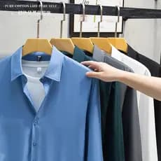 2023 primavera outono novo estilo camisa de manga comprida masculina não-ferro versão coreana moda Casual camisa de alta