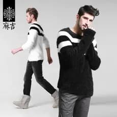 Match Maji camisola masculina inverno em torno do pescoço pulôver listrado camisola masculina na moda Casual jaqueta de