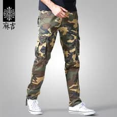 Maji camuflagem calças masculinas soltas outono Multi-bolso macacão masculino ao ar livre calças casuais na moda 6531M