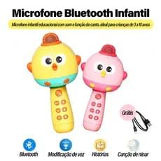 Olavoo toys: Microfone Infantil com Luzes LED e Karaokê para 4-6 Anos