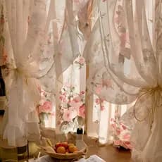 Francês Retro grande flor impresso pano gaze de uma peça renda estilo princesa transparente impervo meio Blackout cortin