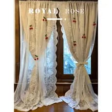 Dopamina cortinas Blackout francesas Pastoral renda dupla camada pano gaze integrada sem perfuração quarto Bay janela ce