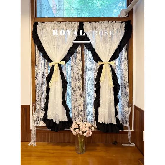 Francês Rococo Retro Hepburn renda estilo princesa duplo quarto Bay janela cortina High-End divisória porta cortina