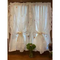 Francês romântico luz luxo dupla renda Pastoral Rococo creme estilo cortina quarto menina sala de estar Bay janela tela
