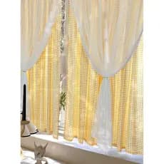 Cortina xadrez integrada de renda francesa, dupla camada, quarto infantil, Semi-sombreamento, janela saliente, Tatami, c