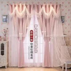 High-End nórdico novo estilo cortina sala de estar ins Blackout pano gaze uma dupla camada princesa renda quarto bordado