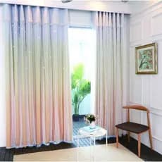 Oco estrela colorido gradiente simples cortina de camada dupla influenciador ins estilo princesa quarto Blackout Bay jan