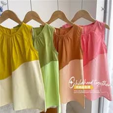 Meninas verão vestido fino de algodão vestido de princesa menina versão coreana saia reta crianças vestido colete de man
