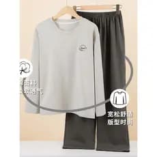 Pijamas juvenis de algodão puro verão calças de manga comprida masculinas médio grande crianças estudantes roupas finas