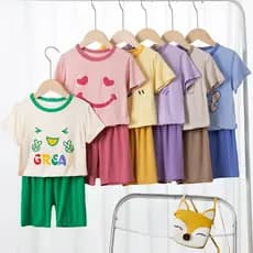 Crianças crianças Moore pijamas conjunto meninos meninas verão fino Shorts de manga curta ar condicionado roupas para ca