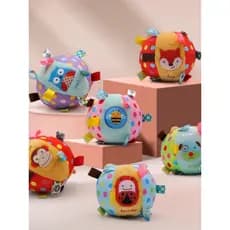 0-3 anos de idade brinquedos do bebê dos desenhos animados estilo Animal mão agarrar bola calmante chocalho bola integra