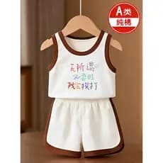Eu vou bater quando preciso ~ camiseta infantil sem mangas Shorts terno bebê verão colete de algodão puro