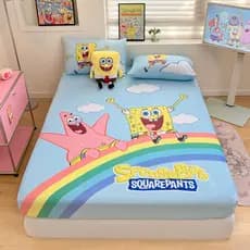 Bob Esponja Calça Quadrada Lençol de Algodão Puro Lençol de Peça Única Crianças Desenhos Animados Estudante Colchão de A