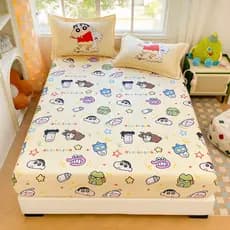 Crayon Shin-Chan algodão dos desenhos animados lençol de cama de peça única antiderrapante capa de cama de algodão puro