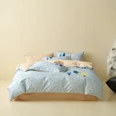 Cama escovada de algodão de fibra longa pequena fresca 100SPro conjunto de quatro peças toalha de algodão puro bordado c