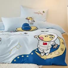 Crayon Shin-Chan puro algodão lavado conjunto de quatro peças classe A algodão menino dos desenhos animados colcha capa
