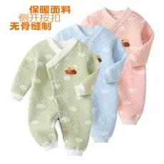 Bebê quente macacão outono inverno pijamas de três camadas acolchoado recém-nascido Diagonal macacão meninos meninas beb