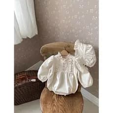 Coco mãe bebê macacão bordado renda manga comprida macacão bebê mês inteiro cem dias foto princesa macacão bebê