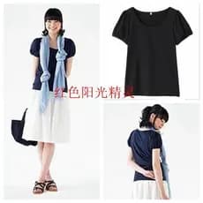 Exportação Muji Hen House Camiseta feminina de algodão de manga curta com gola redonda e manga bufante camisa de princes