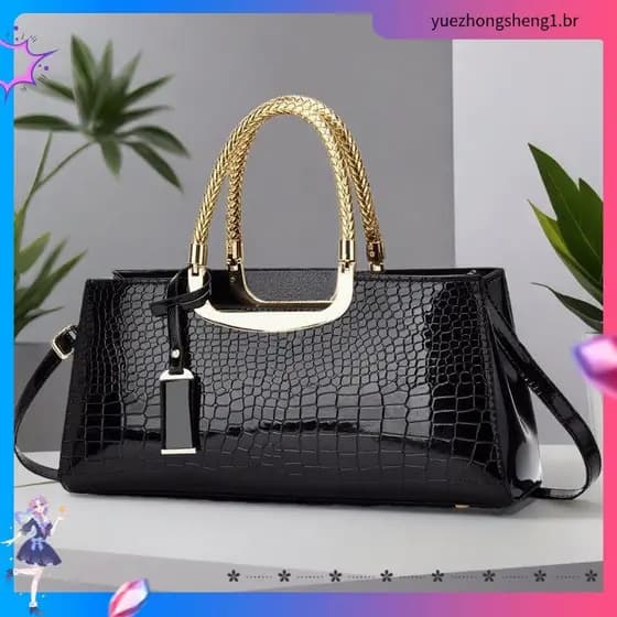 Simples moda couro envernizado padrão de crocodilo vermelho bolsa feminina noiva casamento mensageiro bolsa senhoras nov