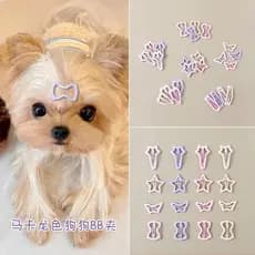 Yorkshire franja clipe Pet nariz ponte clipe maltês Hairpin filhote de cachorro bb clipe cão cocar Bichon pequeno grampo