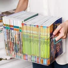 Caixa de armazenamento de livros, caixa de armazenamento de livros, organização de livros, livro de imagens, cesta de ár