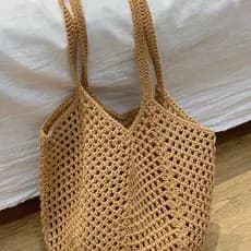 Preguiçoso Tote novo estilo Casual beira-mar praia bolsa de ombro palha artesanal grande capacidade férias tecido oco