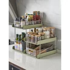Sob a pia prateleira extraível cozinha tempero classificação armário prateleira Multi-camada armário de banheiro Cabine