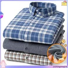 Homens Macios De Alta Qualidade e # 39camisa Quente De Inverno Com Forro De Lã Espessado , Camisa Xadrez De Algodão pur