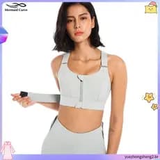 Sutiã Esportivo Com Zíper Frontal , Plus Size 5 XL , Velcro Ajustável Para Fitness/Ioga/Todas As Atividades .