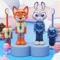 Crazy Animal City 2 Nick Judy Escova de dentes macia deformada Cerdas finas para crianças Lavagem de escova de dentes re