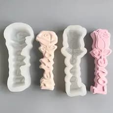 Longo rosa amor vela perfumada molde de silicone bolo decoração de Chocolate molde de silicone