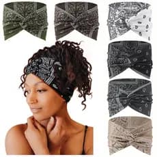 Nova faixa de cabelo esportiva para yoga, ultra-larga, elástica e com nós, para mulheres.