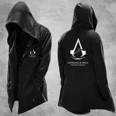 Assassin's Creed Grande Capa com Capuz Roupas Trench Coat Wizard Manto Casaco Escuro Moletom Com Capuz Fino
