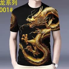 Tendência da moda dragão chinês influenciador étnico mesmo estilo verão fino Casual camiseta masculina de peça única top
