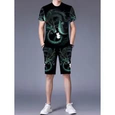 Terno Casual masculino de seda gelo verão camiseta solta terno camiseta Shorts de manga curta roupas esportivas tamanho