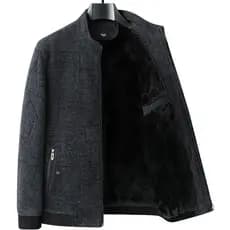 Homens de meia-idade outono inverno roupas gola alta jaqueta de meia-idade idosos Chenille jaqueta pai roupas velo