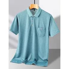 Pai de meia-idade verão camiseta de manga curta camisa polo masculina roupas superiores verão solto meia-idade El