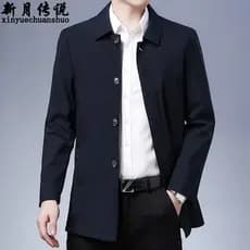 Jaqueta pai primavera outono jaqueta masculina de meia-idade idosos primavera masculina primavera lapela jaqueta Casual