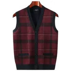 Colete para idosos de meia-idade masculino outono inverno forro de lã engrossado suéter quente colete para idosos colete